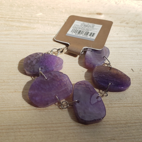 Genuine Purple Agate Chunky Bracelet - Picture 3 of 4